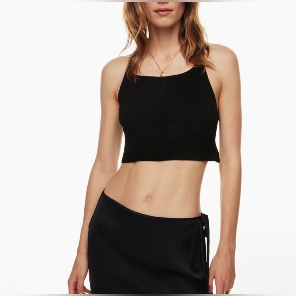 Aritzia Wilfred Cayenne Knit Crop Top Size S Black